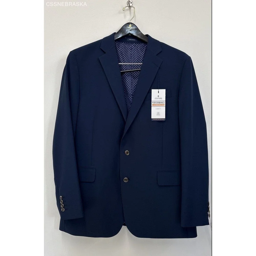Stafford Navy Performans Travel Classic Fit -‎ Size 42R
